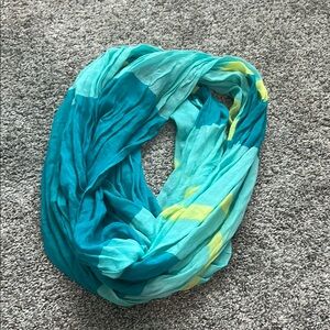 Teal and Yellow Infinity Scarf